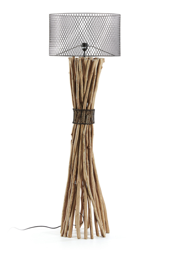 Restringir mostaza delicado HYMAN Lámpara de pie madera tropical pantalla metal – Aticca Home